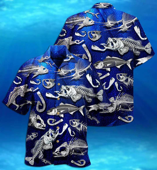 Fishing Fishbone Blue Style - Hawaiian Shirt