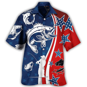 Fishing Independence Day Star America - Hawaiian Shirt