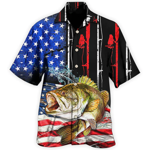 Fishing Amazing US Flag Style - Hawaiian Shirt