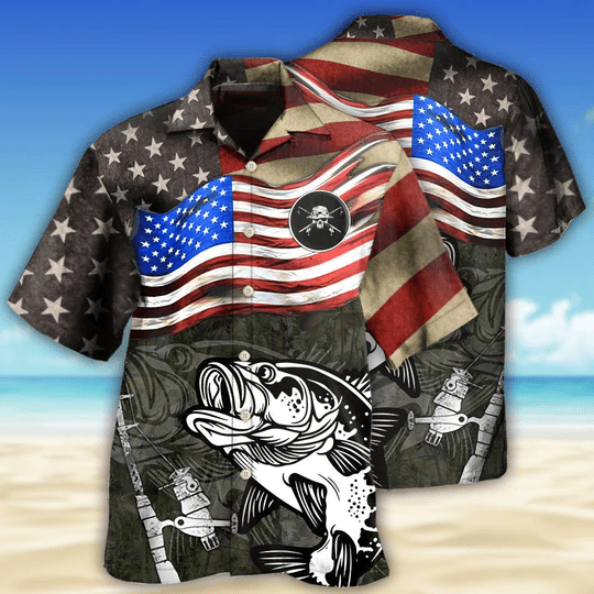 Fishing US Flag- Hawaiian Shirt