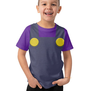 Waluigi Cosplay Costume - Kid Tshirt