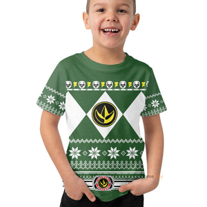 Green Mighty Morphin Power Ranger Cosplay Costume - Kid Tshirt