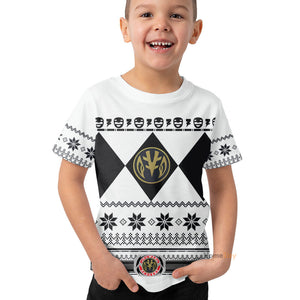 White Mighty Morphin Power Ranger Costume Cosplay - Kid T-Shirt