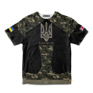 UK Stand With Ukraine Slava Ukraini Camo - Kid Tshirt