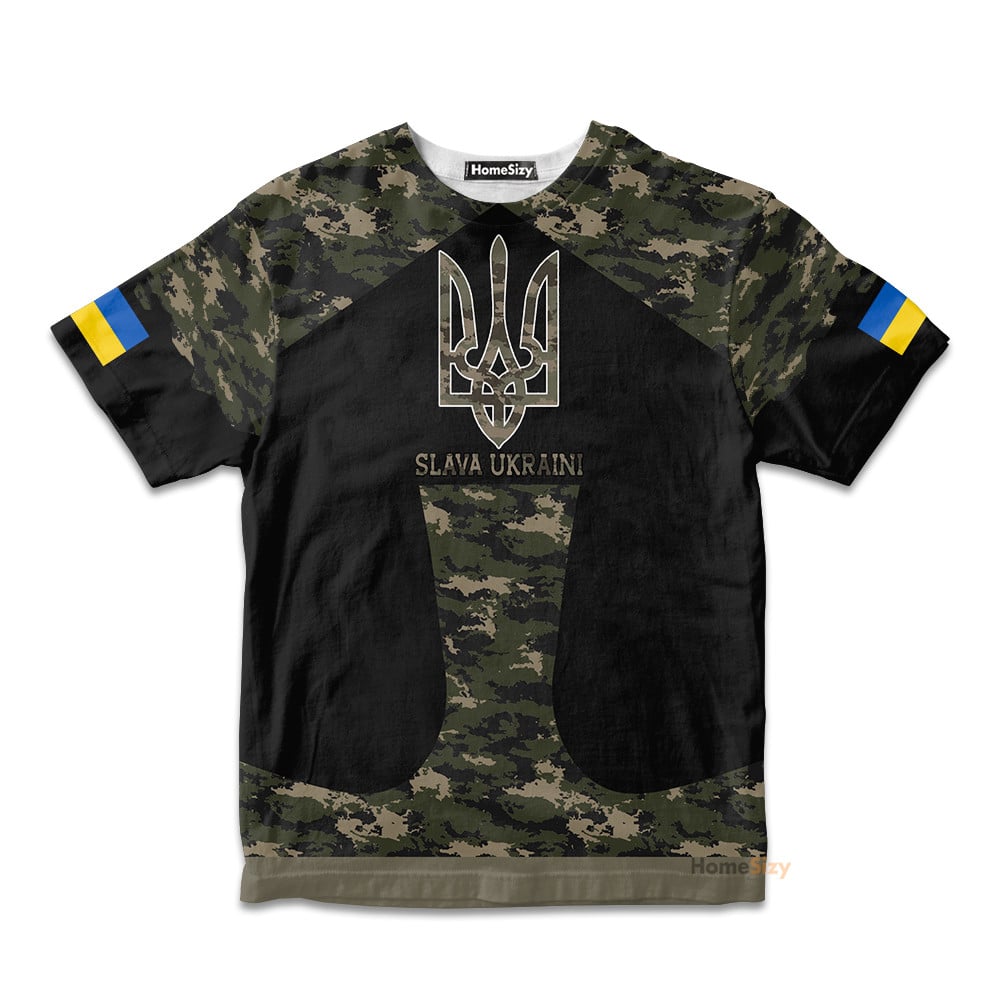 Slava Ukraine Flag Trident - Kid Tshirt