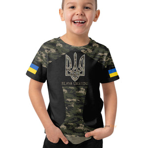 Slava Ukraine Flag Trident - Kid Tshirt