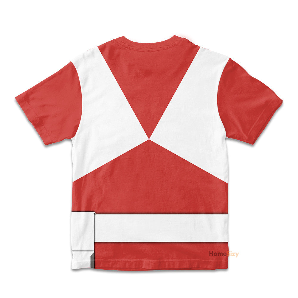 Red MIGHTY MORPHIN Power Ranger Cosplay Costume - Kid Tshirt