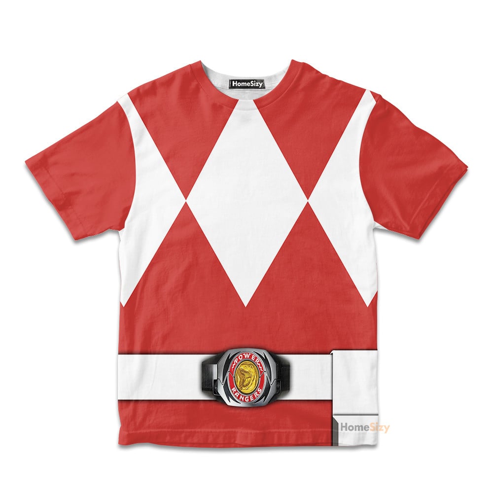 Red MIGHTY MORPHIN Power Ranger Cosplay Costume - Kid Tshirt