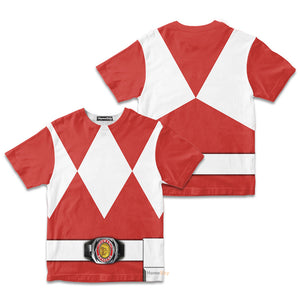 Red MIGHTY MORPHIN Power Ranger Cosplay Costume - Kid Tshirt