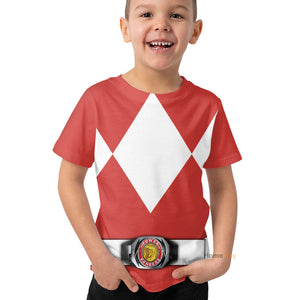 Red MIGHTY MORPHIN Power Ranger Cosplay Costume - Kid Tshirt