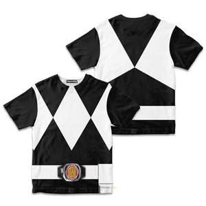 Black Mighty Morphin Power Ranger Cosplay Costume - Kid Tshirt