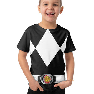 Black Mighty Morphin Power Ranger Cosplay Costume - Kid Tshirt