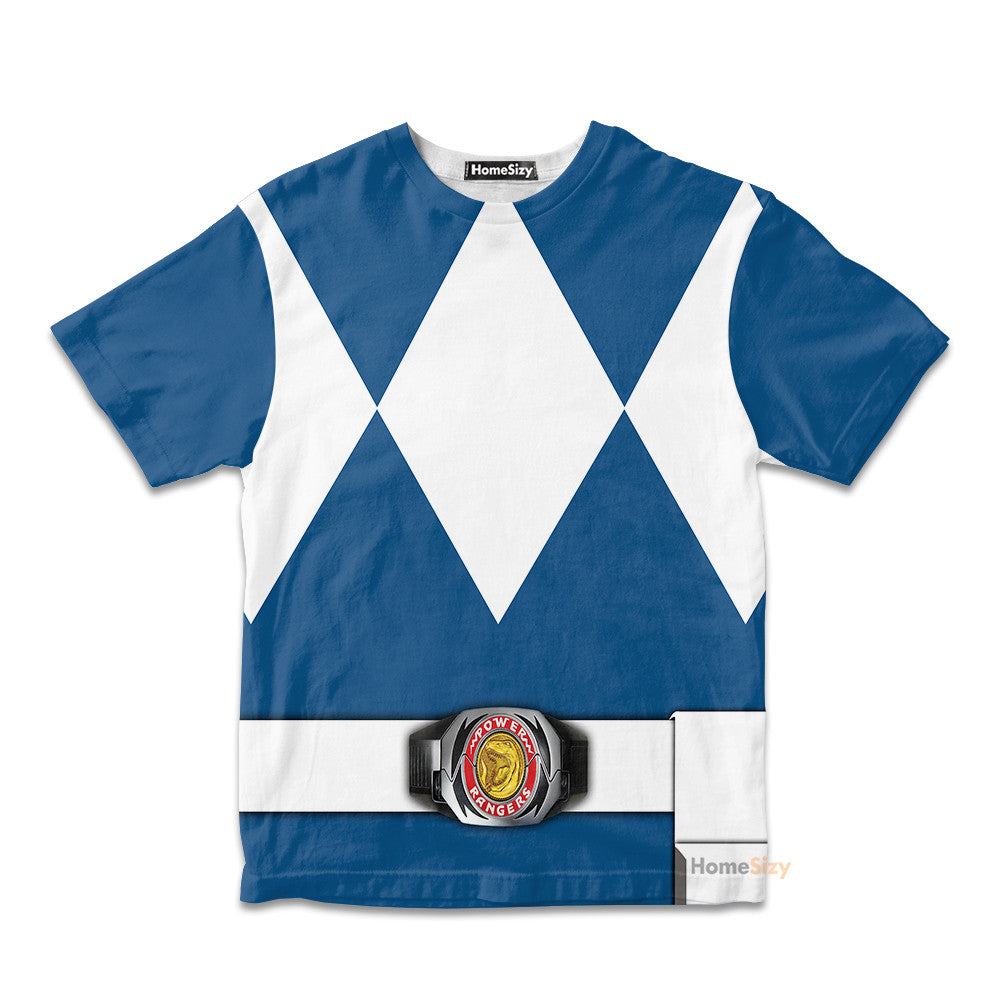 Blue Mighty Morphin Power Ranger Cosplay Costume - Kid Tshirt