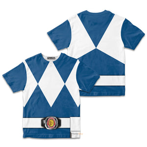 Blue Mighty Morphin Power Ranger Cosplay Costume - Kid Tshirt