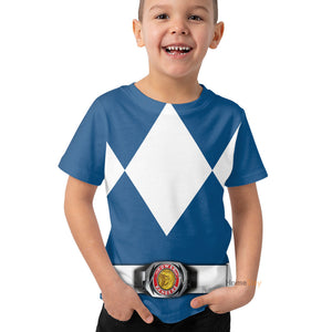 Blue Mighty Morphin Power Ranger Cosplay Costume - Kid Tshirt