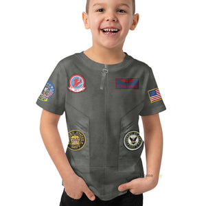 Top Gun Pete Maverick Mitchell Cosplay Costume - Kid Tshirt