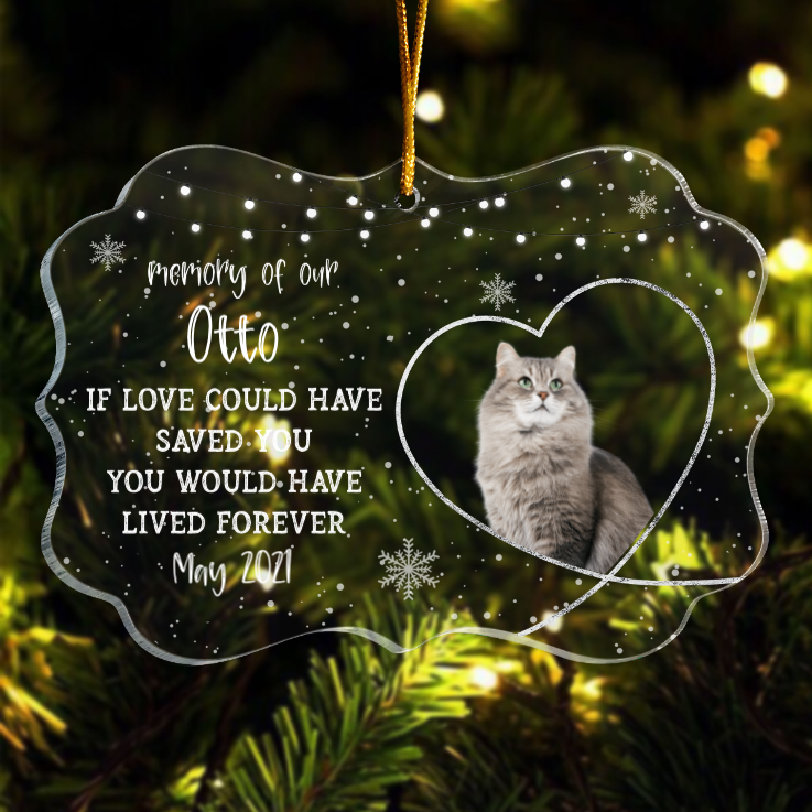 Custom Photo Forever Loved - Pet Memorial Gift - Personalized Acrylic Ornament