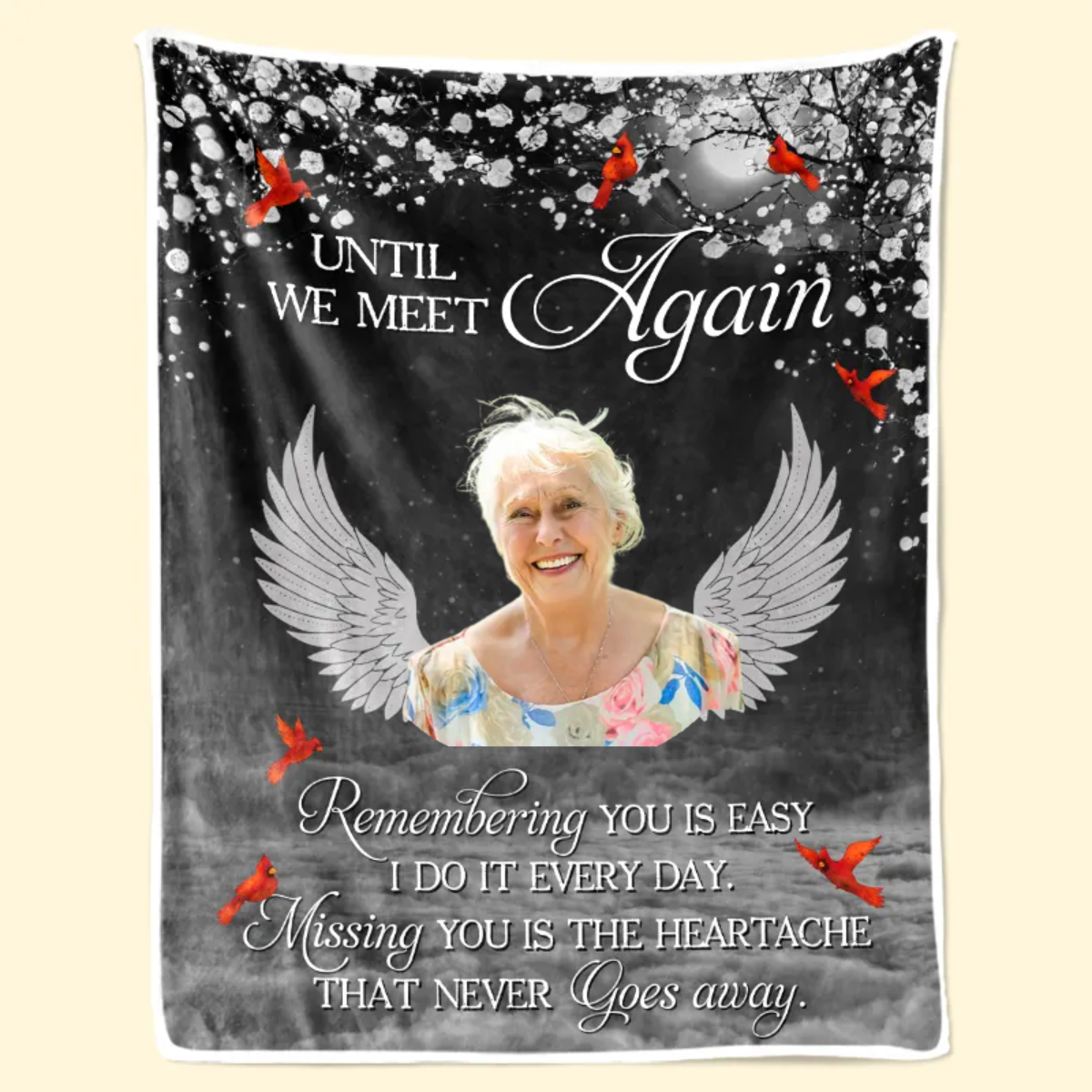 Custom Photo Miss You Until We Meet Again - Memorial Gift For Family Members - Personalized Blanket