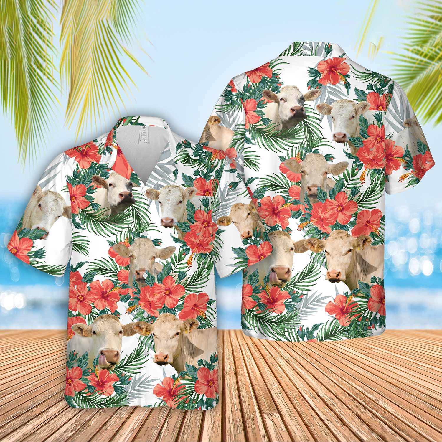 Unique Charolais No Horn Hawaiian Flowers - Hawaiian Shirt