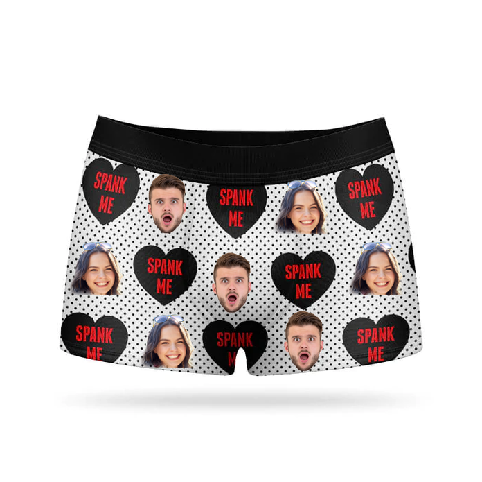 Custom Photo Spank Me - Valentine Gift For Boyfriend, Husband - Personalized Men's Boxer Briefs