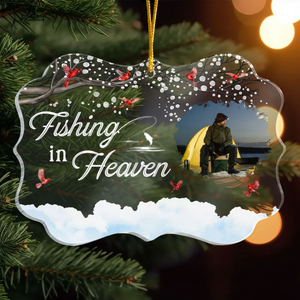 Custom Photo Fishing In Heaven - Memorial Gift - Personalized Acrylic Ornament