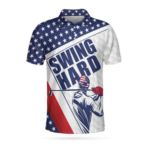 Texture Swing Hard American Flag Patriotic Golf Polo Shirt For Men