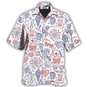 America Independence Day Fourth Of July Cool Art -  Hawaiian Shirt