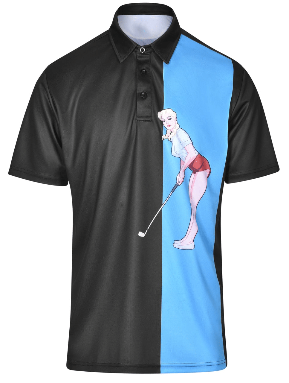 Golf Girl Black Blue Polo Shirt For Men