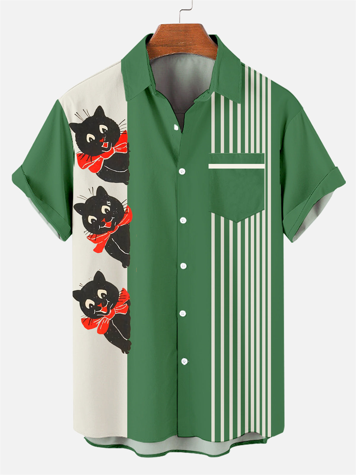 Christmas Three Cat Green - Gift For Pet Lovers - Hawaiian Shirt