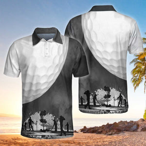 Golf Ball And Smoke Background Smoke Golf Player Best Polo Shirt For Men