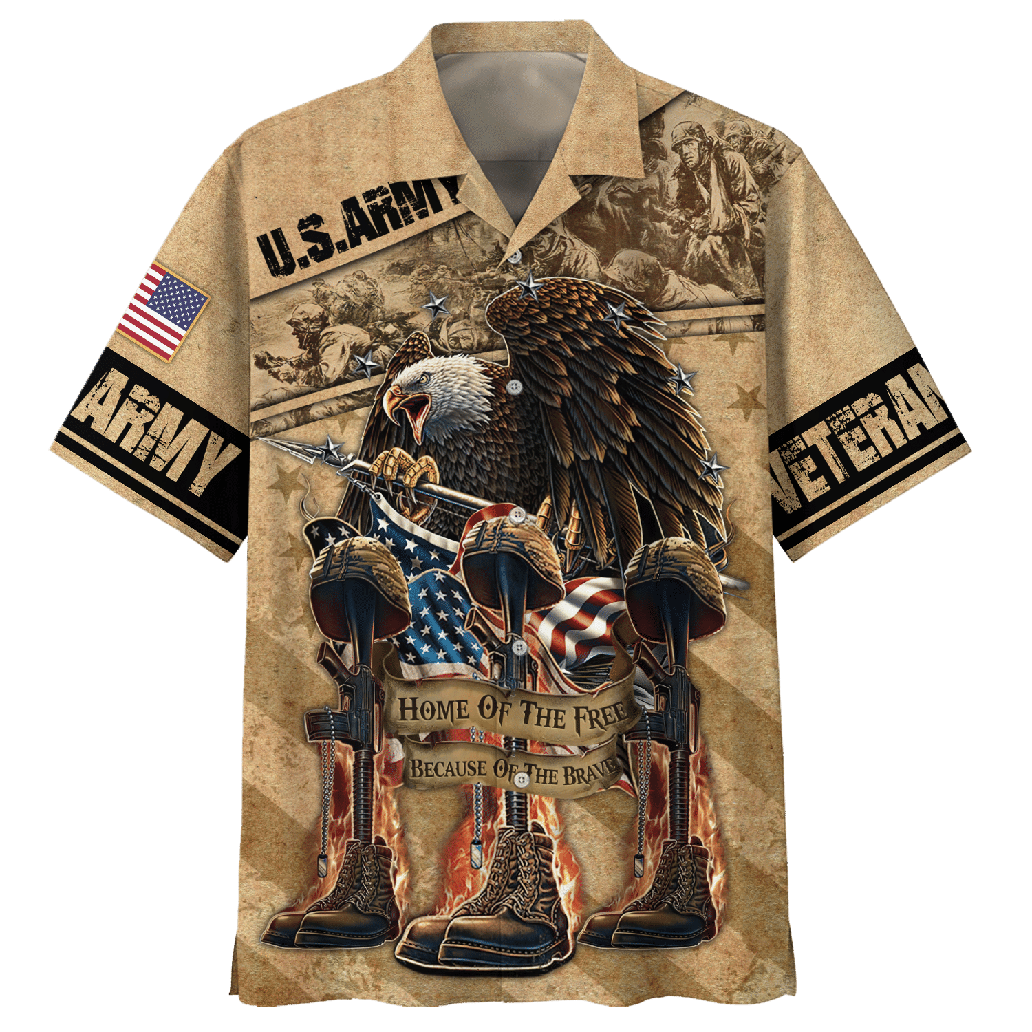 Army Home Of The Free Because Of The Brave Veteran - Hawaiian Shirt