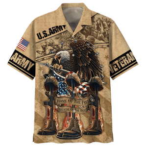 Army Home Of The Free Because Of The Brave Veteran - Hawaiian Shirt