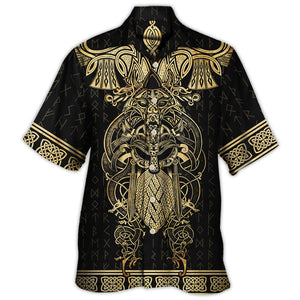 Viking Warrior The Raven Yellow Of Odin - Hawaiian Shirt