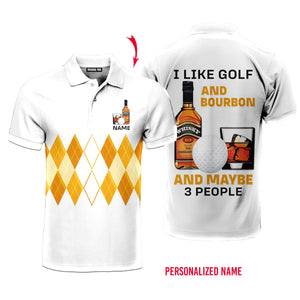 Custom Name I Like Golf And Bourbon Personalized Men Polo Shirt