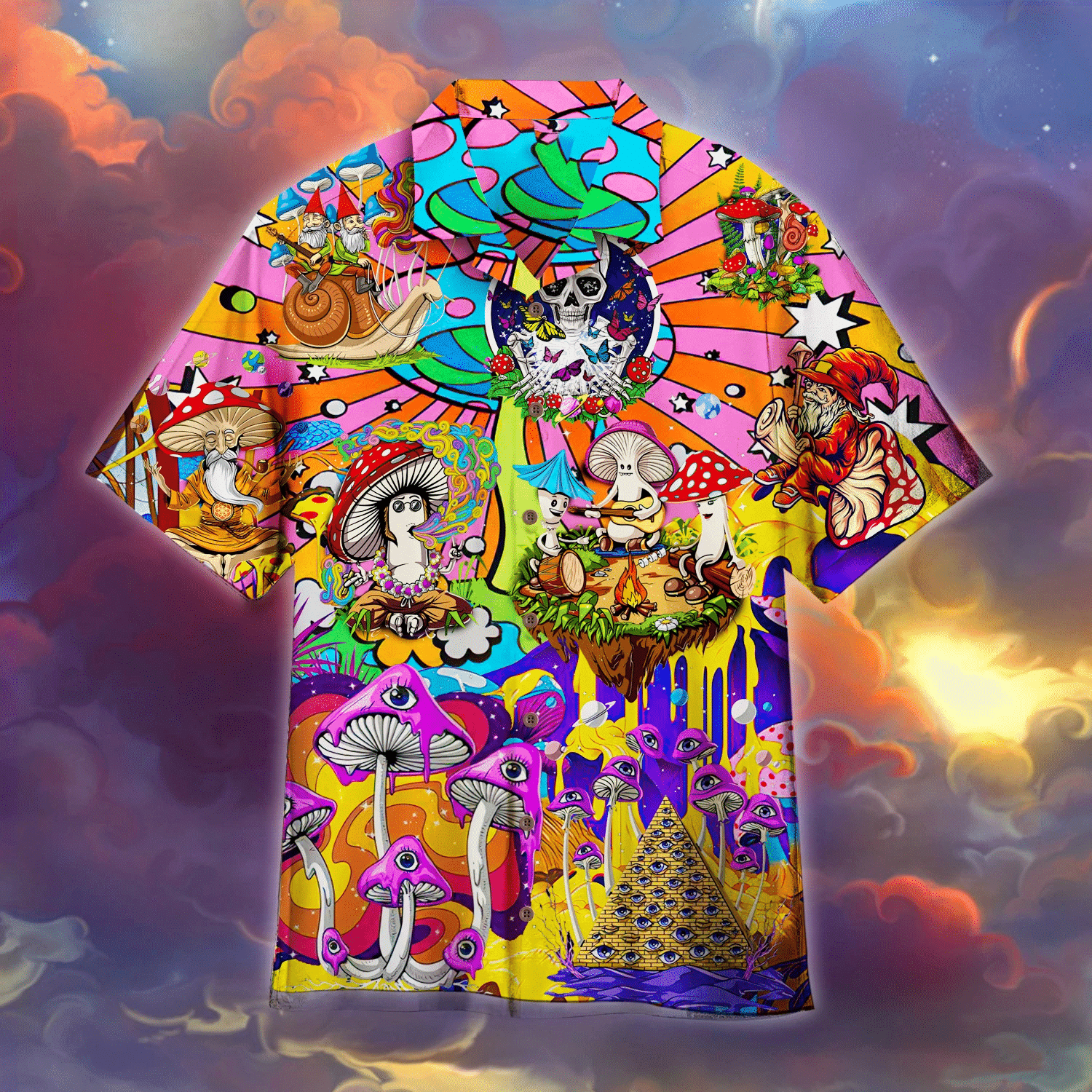 Hippie Mushroom Peace Life - Hawaiian Shirt