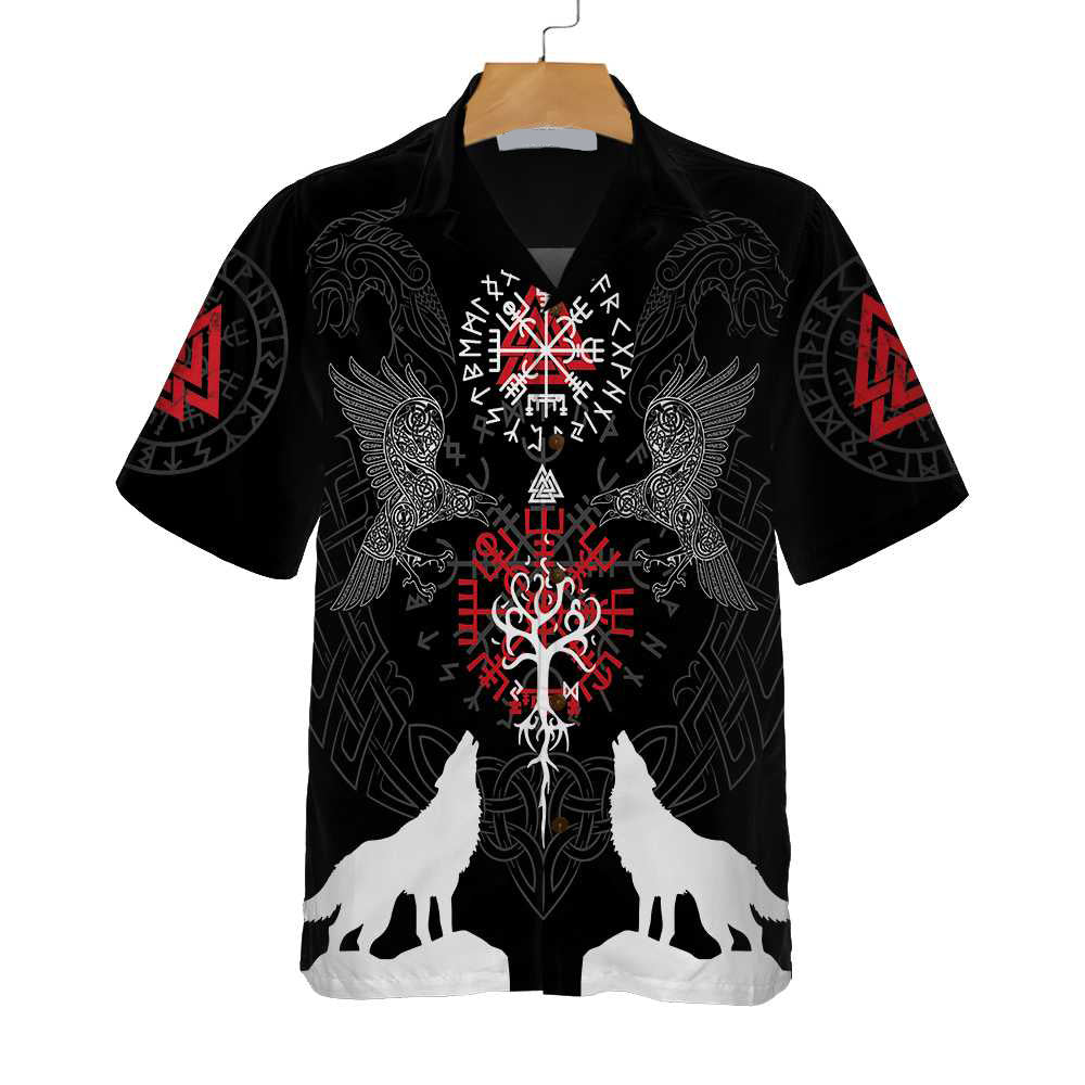 Viking Raven And Wolf - Hawaiian Shirt