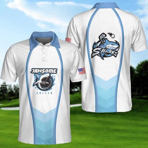 Jawsome Golfer Shark Golf Polo Shirt For Men