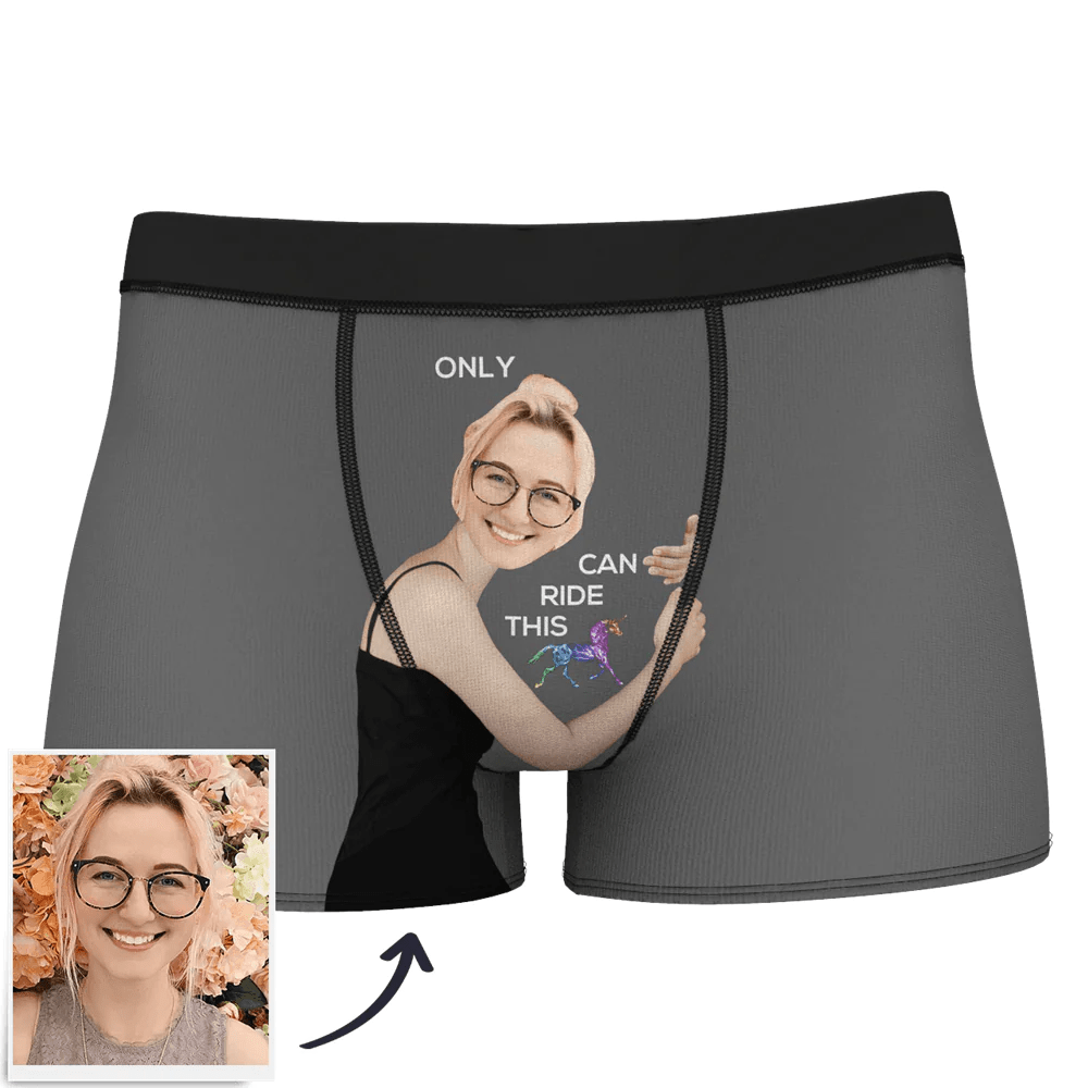 Custom Photo Only Can Ride This - Gift For Husband, Boyfriend - Personalized Men's Boxer Briefs