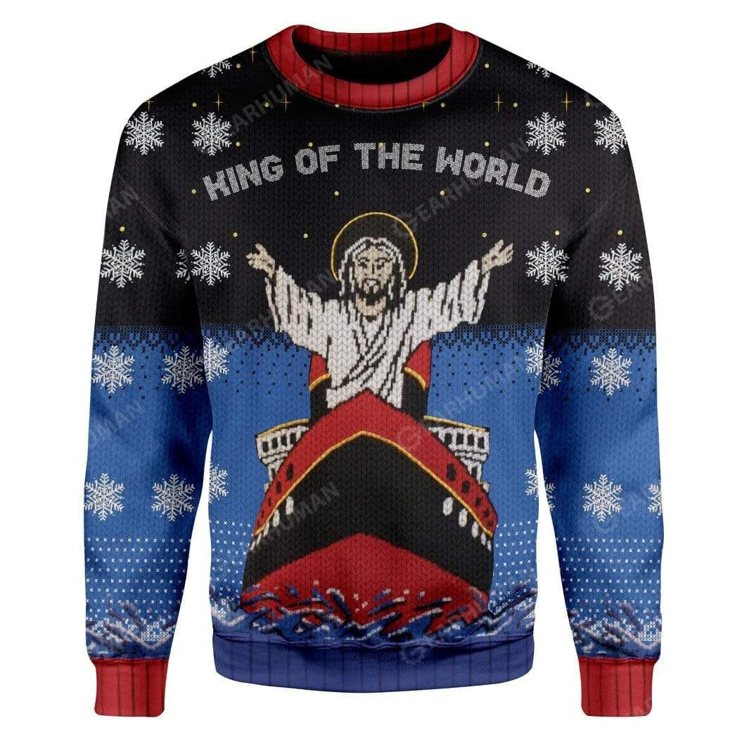 Titanic Jesus King Of The World Custom Cosplay Ugly Sweater