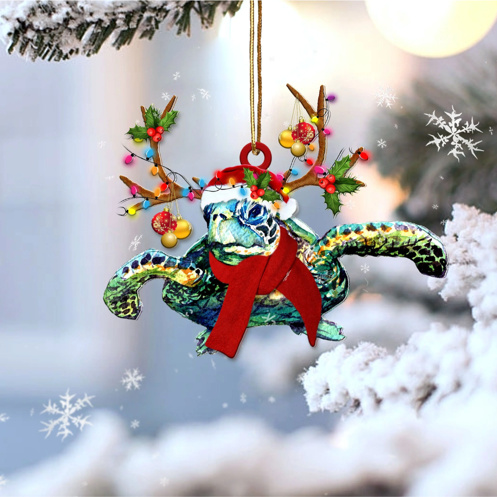 Turtle Reindeer Shape Ornament - Gift For Ocean Lover