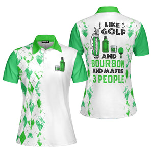 I Like Golf And Bourbon Green Golf Polo Shirt For Women