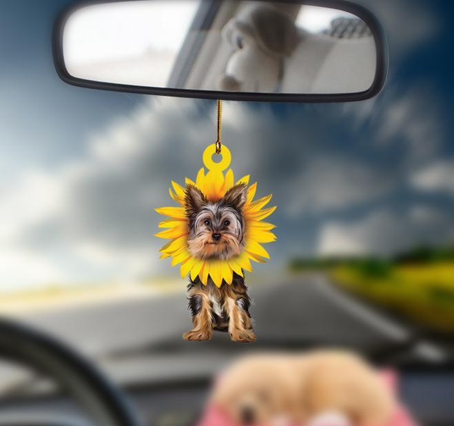 Yorkshire Terrier Smiling Sunflower Shape Ornament - Gift For Dog Lover