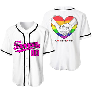 Personalized Pride LGBT Love Is Love Black Pink Baseball Tee Jersey