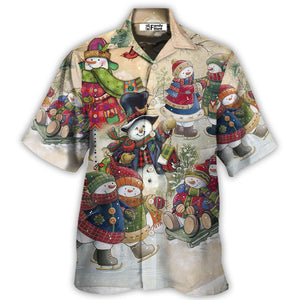 Christmas Couple Snowman Lover Winter Xmas - Hawaiian Shirt