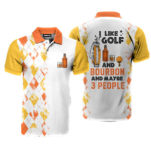 I Like Golf And Bourbon Yellow Orange Golf Polo Shirt