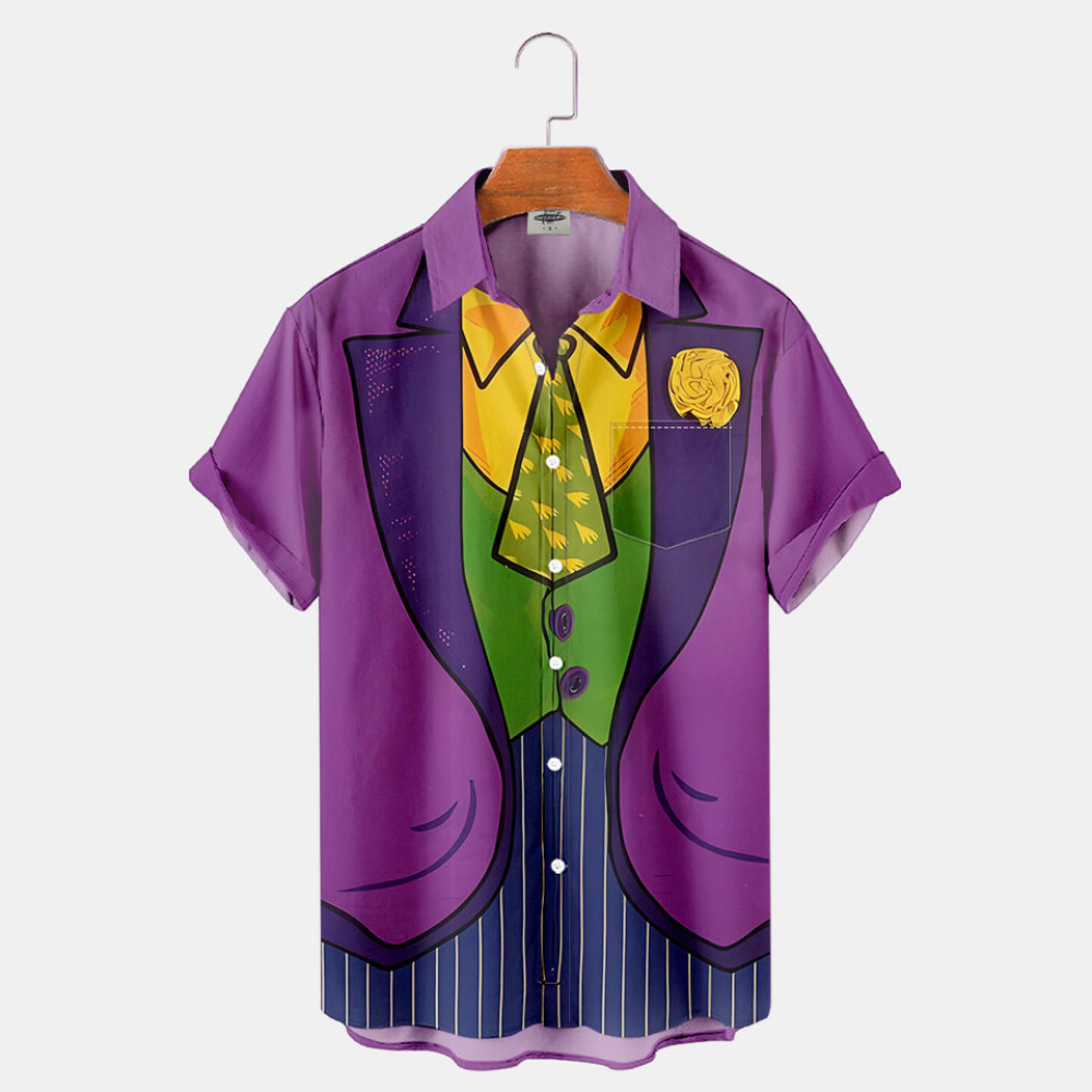 A Purple Mardi Gras Men Suit Costume Cosplay - Hawaiian Shirt