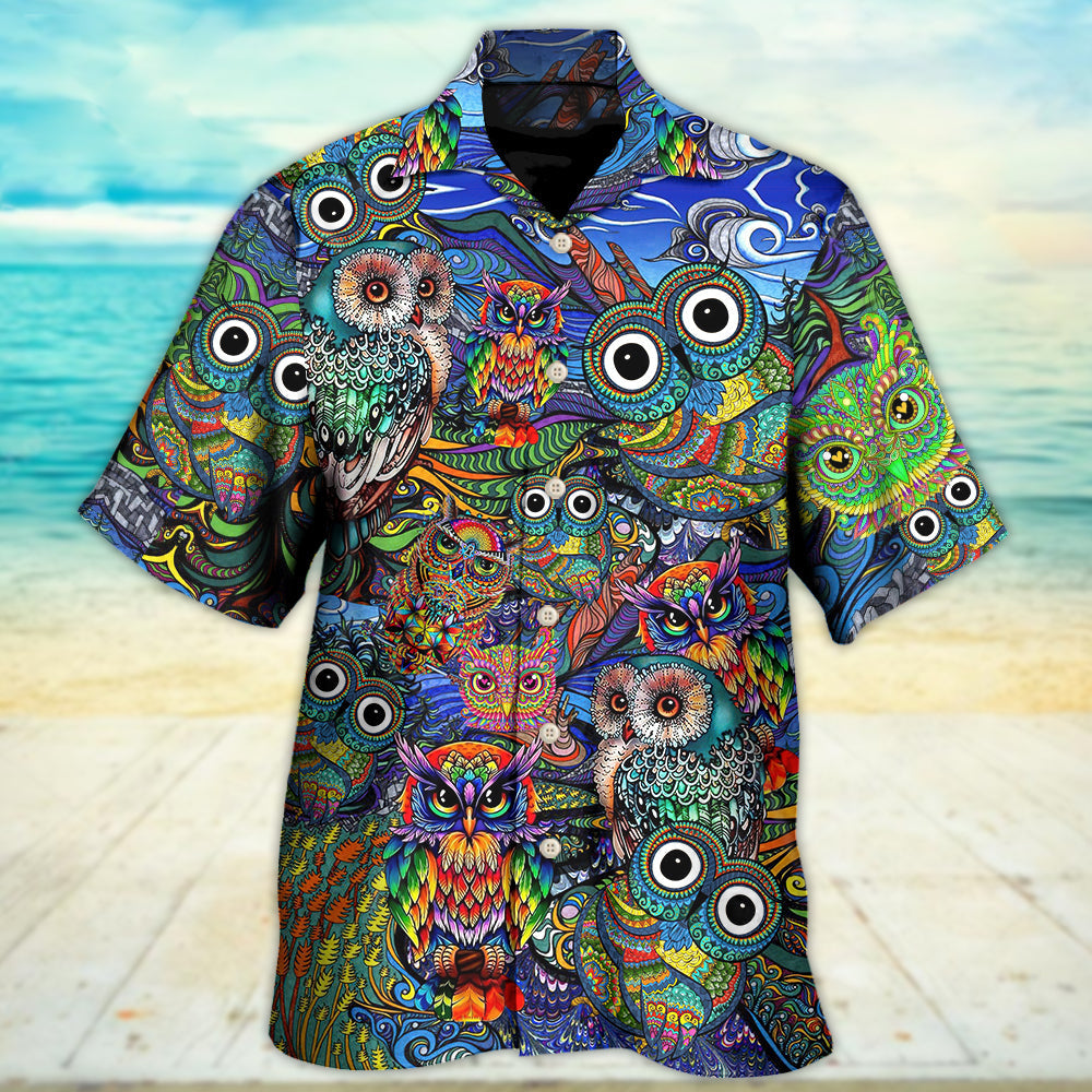 Hippie Owls Peace Life Mix Color Nice Style - Hawaiian Shirt