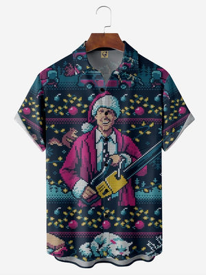 Christmas Man Holding A Saw And Squirrel - Hawaiian Shirt