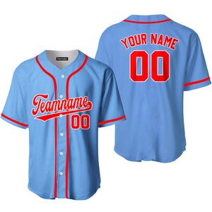 Personalized Light Blue Red White Baseball Tee Jersey
