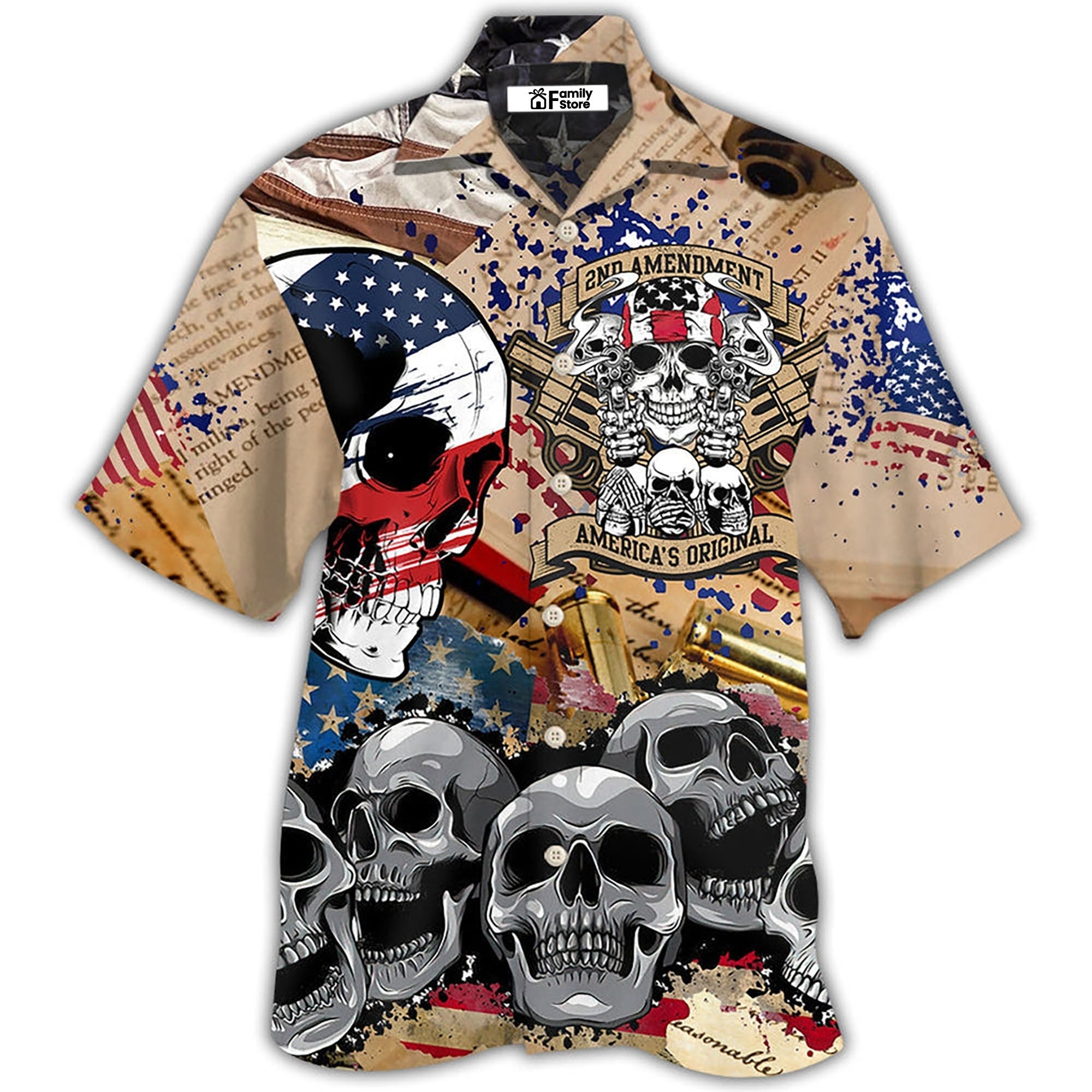 America 2nd Amendment Skull -  Hawaiian Shirt